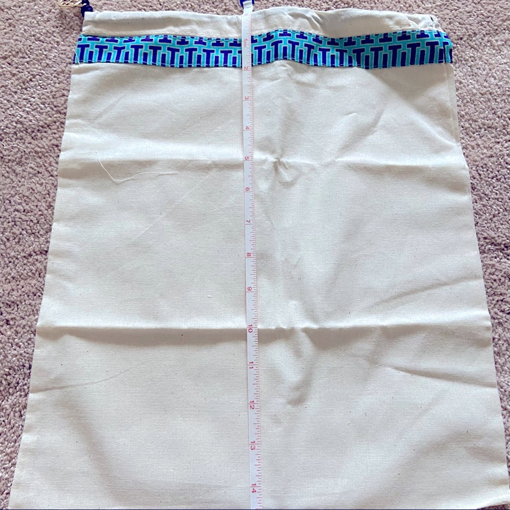 Tory Burch Large Cotton Shoe Dust Bag with Blue Ribbon Trim